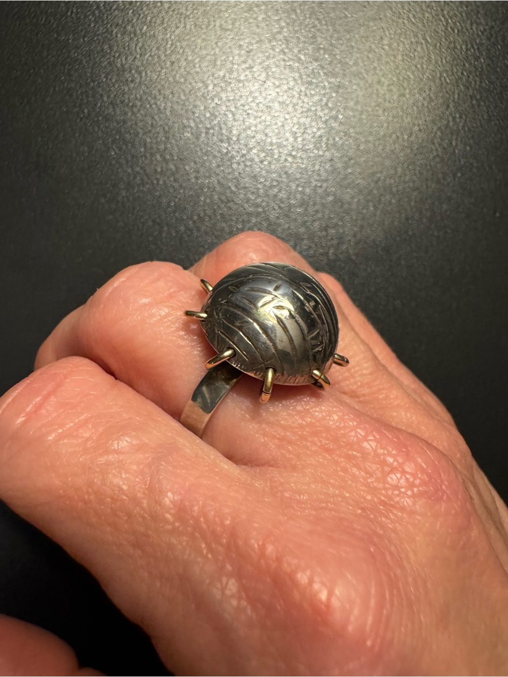 Artisan Sterling Silver & 14K Gold Kinetic Statement Ring – 8.58g - Picture 9 of 10